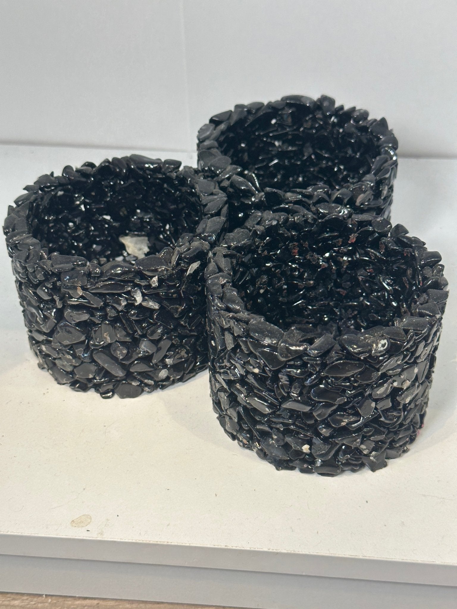 Black Obsidian Natural Stone Flower Pot - Celestial Avenue