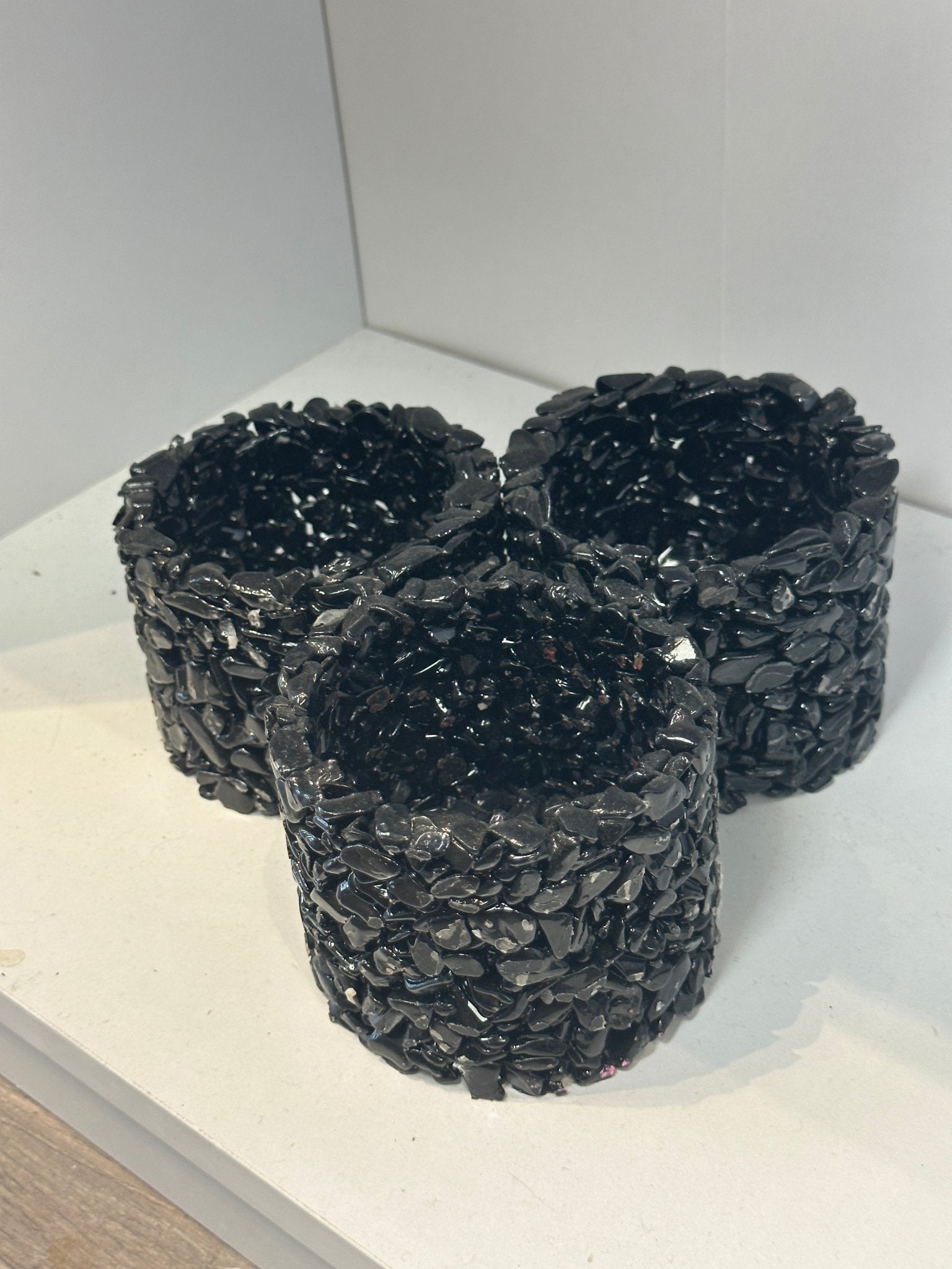 Black Obsidian Natural Stone Flower Pot - Celestial Avenue