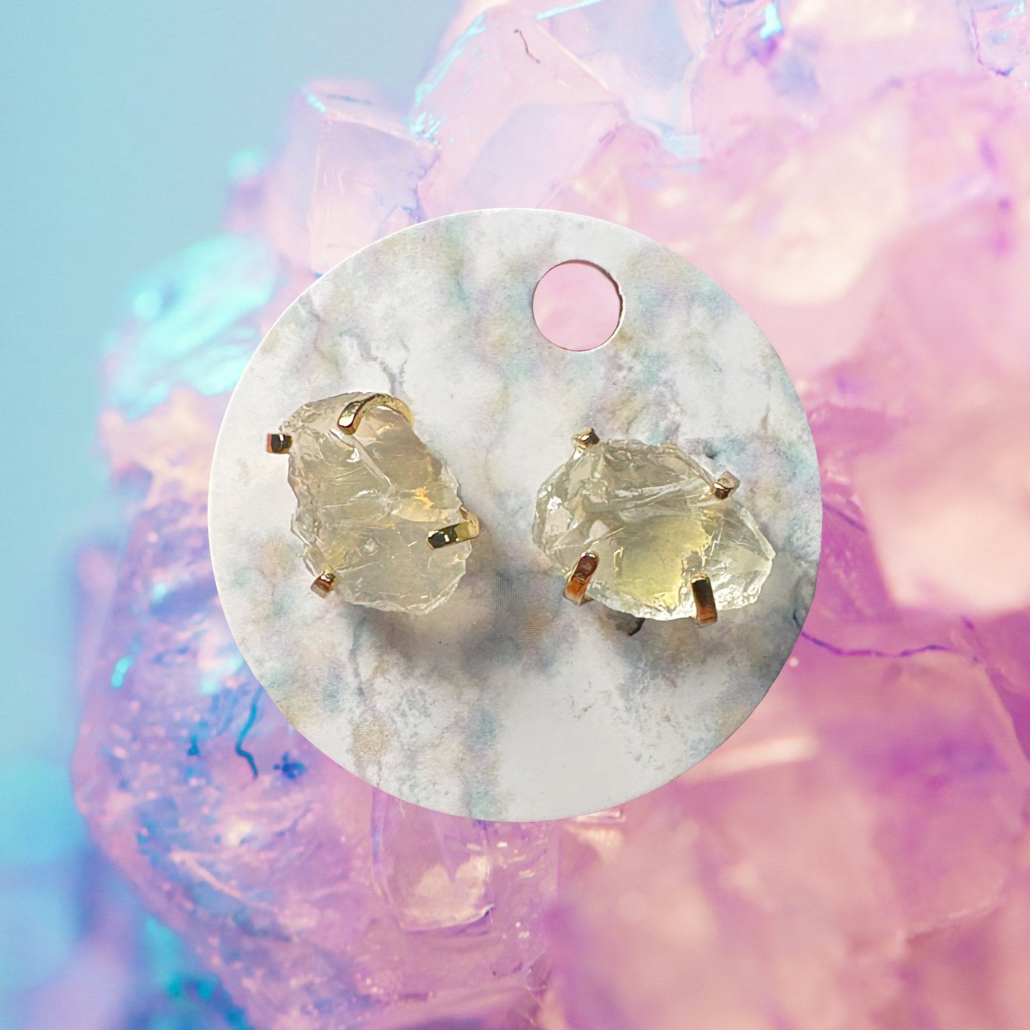 Libyan Desert Glass Stud Earrings - Celestial Avenue